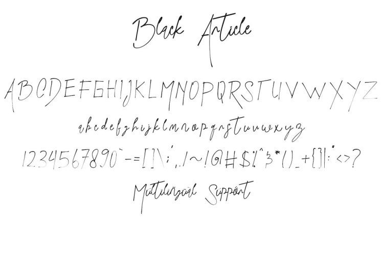 Black Article Font free download preview 4 – Script And Handwritten font