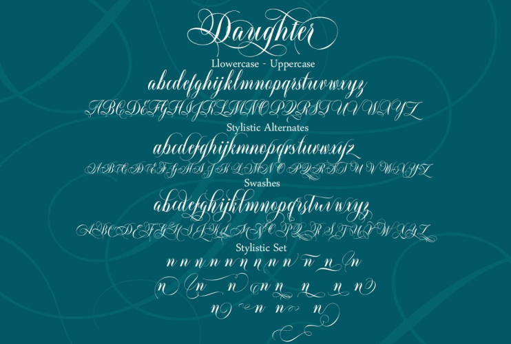 Daughter Script Font free download preview 3 – Script And Handwritten font