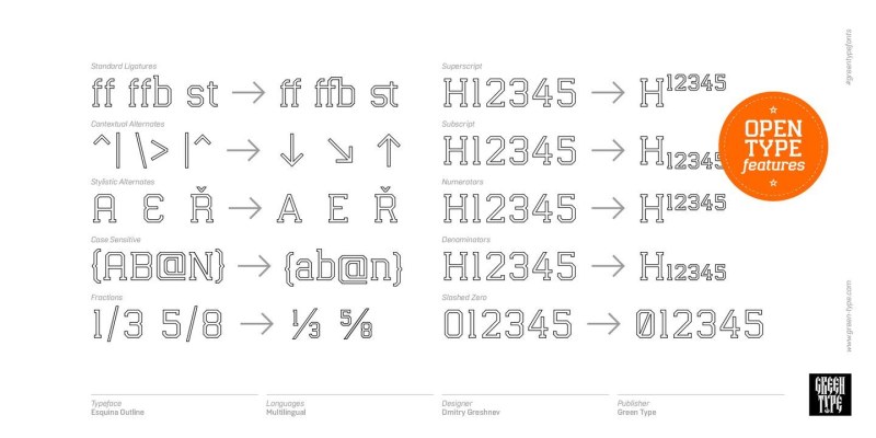 Esquina Outline Font Family free download preview 2 – Font Family font